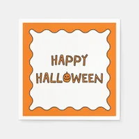 Whimsical Hand Drawn Wavy Border Cute Halloween  Napkins