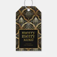 Black Gold Christmas Merry Merry Pattern#31 ID1009 Gift Tags