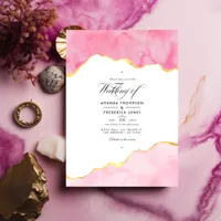 Pink and Gold Agate Wedding Invitation