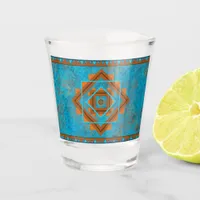 Southwest Mountain Peaks Turquoise Geometric Shot Glass