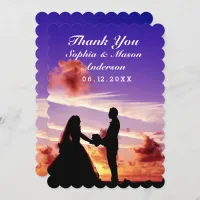 Silhouette Bride & Groom Sunset Thank You Card