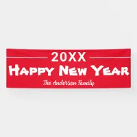 Personalized Happy New Year Modern Red Festive Banner