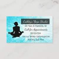 Yoga Studio Zen Themed Blue and Black Business Card