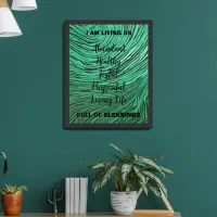 Positive Affirmations Emerald Green Black Framed Art