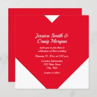 Bright Red Heart Valentine Wedding Invitation