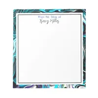 Personalized Blue and and Black Marble Border Notepad