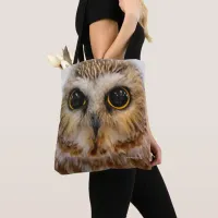 Cute Northern Saw Whet Owl Tote Bag