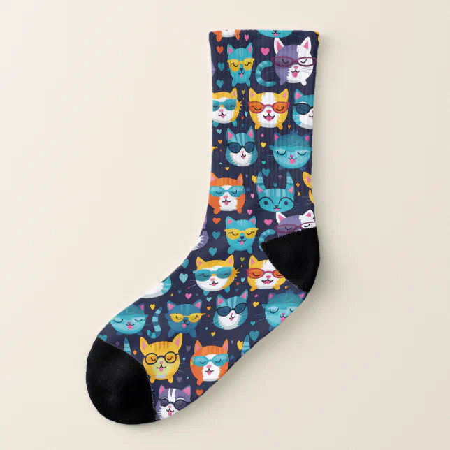 Assorted Cat Faces Funny Cool Cats  Socks