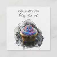 *~*  Sweet Shop 3 QR Backery Cupcake Square Business Card