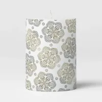 Retro Silver Gold Flower Pattern Pillar Candle