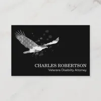 *~* Flag American Eagle Gray Grey on Black USA Business Card