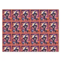 Cute little witch with cats and pumpkins,Halloween Tissue Paper