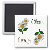 White Daisy Flowers Dishwasher Magnet