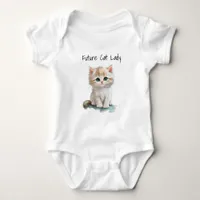 Future Cat Lady Watercolor Kitten with Blue Eyes Baby Bodysuit