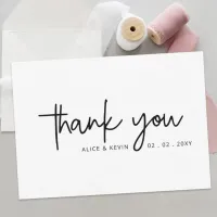 Simple Script Elegant Handwritten  Wedding   Thank Thank You Card