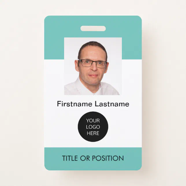 Light Teal ID Photo Name Badge