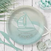 Beach House Nautical Sailboat Aqua Blue ID623 Paper Plates