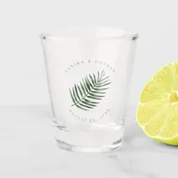 Lush Palm Leaf Wedding Moss Green ID956 Shot Glass