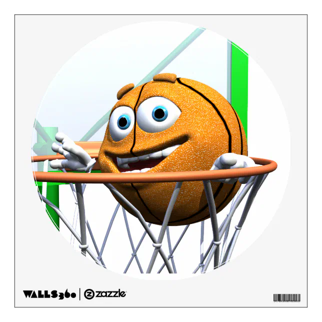 Funny Cartoon Basketball in a Hoop Wall Sticker