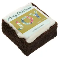 Elegant Modern Joy To The World Merry Christmas Brownie