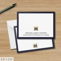 Luxe Navy Gold Business Note Card