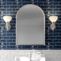 Glossy Navy Blue Subway Tile Wallpaper