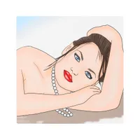 Beautiful Lady in Pearls with Blue Eyes   Metal Print