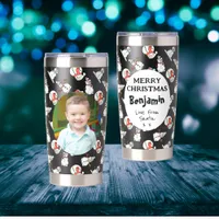 From Santa Kids Name And Photo | Black Snowman Insulated Tumbler