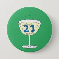 21 Today pin badge Green 21st birthday party