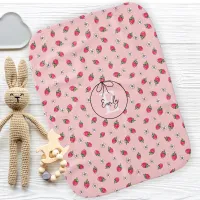 Strawberry Pink Vintage Baby Shower Hand Drawn  Baby Burp Cloth