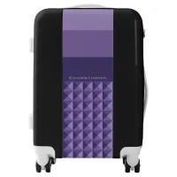 Purple Geometric Pattern Gradient Stripes Name Luggage