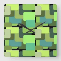 Green Emerald Lime Jade Modern Abstract Square Wall Clock