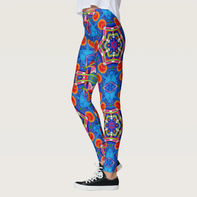 Multicolored oil painting kaleidoscope leggings