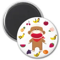 Sock Monkey Fruit Basket Magnet