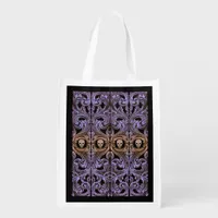 Goth Purple Ornament With Skull Reusable Grocery Bag