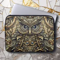 Steampunk Metal Gears and Owl  Laptop Sleeve