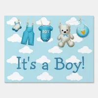 Double Sided Baby Shower is Here and Its a Boy! Sign