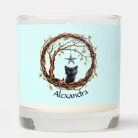 Cute Black Kitten Watching a Star Scented Candle