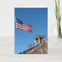 4th of July, American Flag and One Room School Card