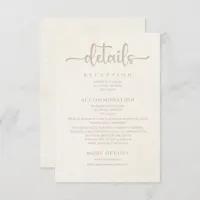 Elegant Minimalist Off White Floral Wedding Enclosure Card