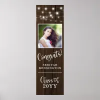 Rustic String Lights Wood Graduation Vertical Poster