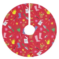 Christmas Gardening Tools Cartoon Brushed Polyester Tree Skirt