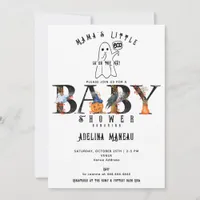 Mama's Little Boo Halloween Pumpkin Baby Shower Invitation