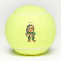 Scandinavian Funny Troll Illustration Watercolor Tennis Balls