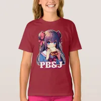 Anime Girl eating a PB&J Sandwich  T-Shirt