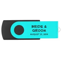 Personalized Aqua Wedding USB Flash Drive