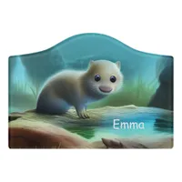 Cute baby otter in pond - personalizable      door sign