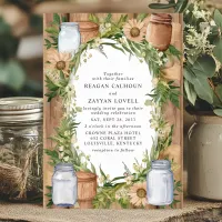 Rustic Mason Jar and Burlap Floral Country Wedding Invitation