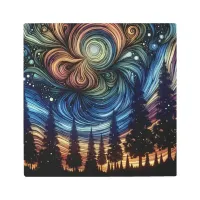 Mystical Ethereal Art with Trees and Night Sky 