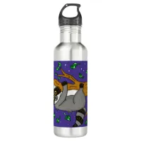 Cute Whimsical Raccoon Cartoon Stainless Steel Water Bottle